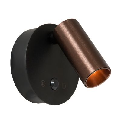 Smeđa punjiva zidna lampa moderna, Toni, 2 W, LED white switch, s dodirnim prigušivačem