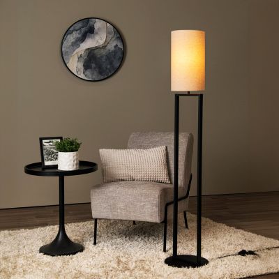 Bež podna lampa rustikalna, Herman, s prekidačem