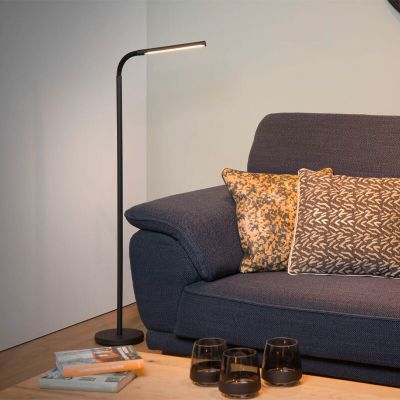 Crna podna lampa za čitanje moderna, Gilly, 5 W, LED 2700 K, s prekidačem