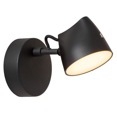 Crna zidna lampa rustikalna, Milne, 6 W, LED 2700 K, s dodirnim prigušivačem