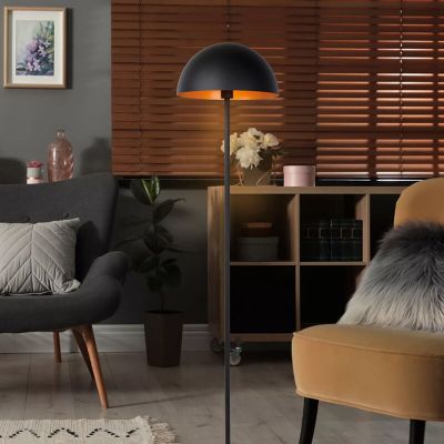 Crna podna lampa moderna, Siemon, s prekidačem