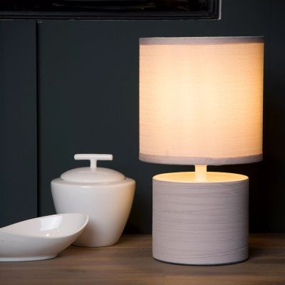 Keramička stolna lampa siva, Greasby, s prekidačem