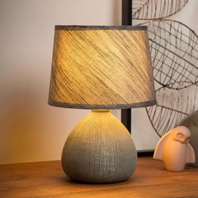 Keramička stolna lampa siva, Ramzi, s prekidačem