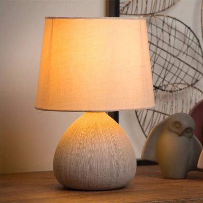 Keramička stolna lampa bež, Ramzi, s prekidačem