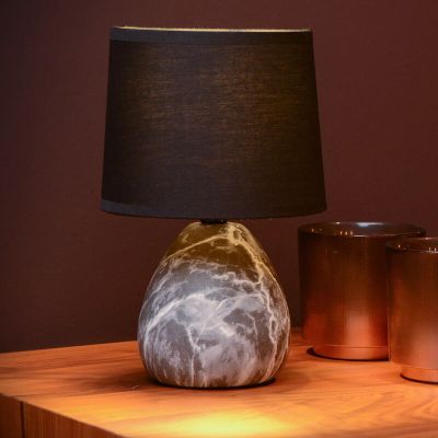 Keramička stolna lampa crna, Marmo, s prekidačem