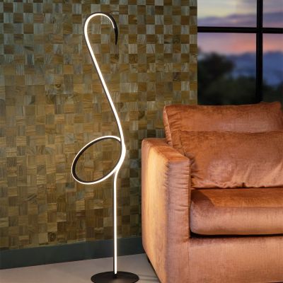 Crna podna lampa moderna, Flamingo, 14 W, LED RGB, s daljinskim upravljačem