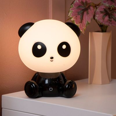 Crna stolna lampa za dječju sobu plastična, Dodo Panda, 3 W, LED 4000 K, s dodirnim prigušivačem