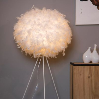 Bijela podna lampa moderna, Goosy, s prekidačem