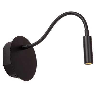 Crna lampa za krevet moderna, Jolijn, 2 W, LED 3000 K, s prekidačem