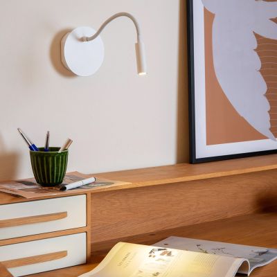 Bijela lampa za krevet moderna, Jolijn, 2 W, LED 3000 K, s prekidačem