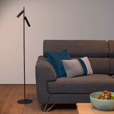 Crna podna lampa za čitanje moderna, Philon, 4,5 W, LED 3000 K, s dodirnim prigušivačem