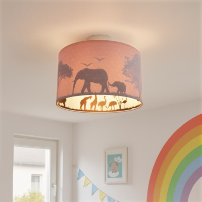 Roza stropna lampa za dječju sobu tkaninska, Safari