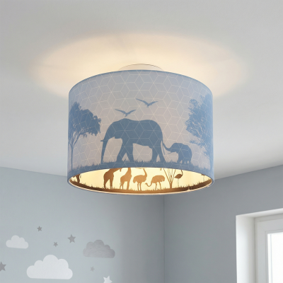Plava stropna lampa za dječju sobu tkaninska, Safari