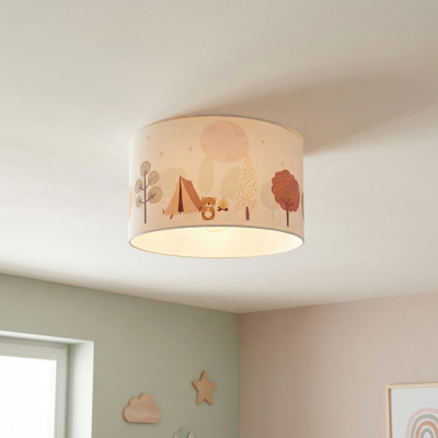 Bijela stropna lampa za dječju sobu tkaninska, Forest Life