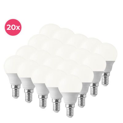 Pakiranje od 20 Lasco E14 LED kuglastih žarulja, toplo bijela, 5,5 W