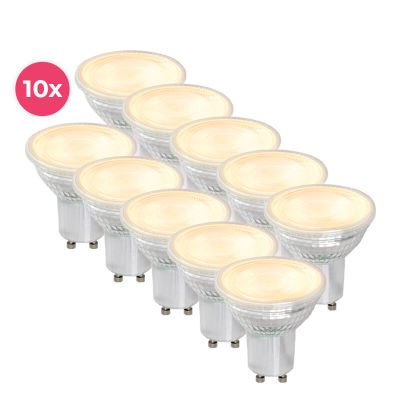 Pakiranje od 10 komada, prozirna GU10 LED žarulja Antonie s mogućnošću prigušivanja, 5 W, toplo bijela
