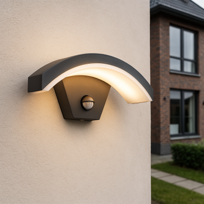 Moderna vanjska zidna lampa sa senzorom pokreta crna, Annemay, 6 W, LED 3000 K, IP54