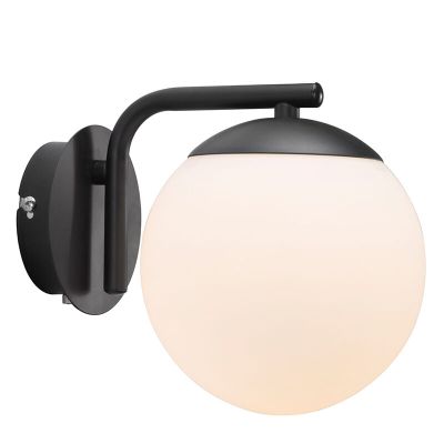 Crna zidna lampa dizajnerska, Grant, s prekidačem