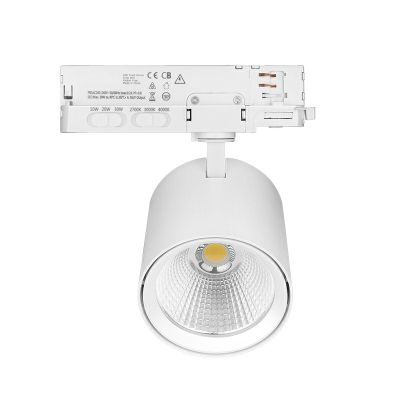 Bijeli trofazni reflektor s aluminijskim šinskim sustavom, Jeska, 10W/20W/30W, bijeli LED prekidač