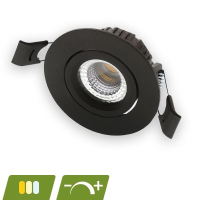 Crni mini ugradbeni reflektor od aluminija, Phyllis, 5W, bijeli LED prekidač, IP65