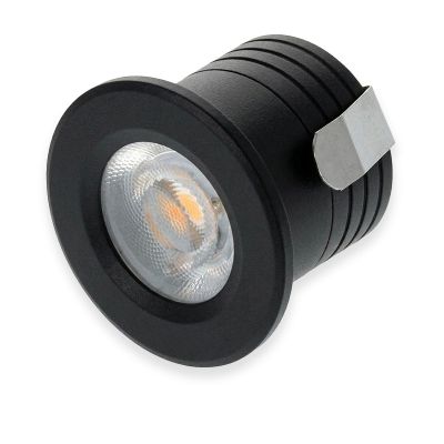 Crni mini ugradbeni reflektor od aluminija, Philomena, 2W, 3000K LED, IP44