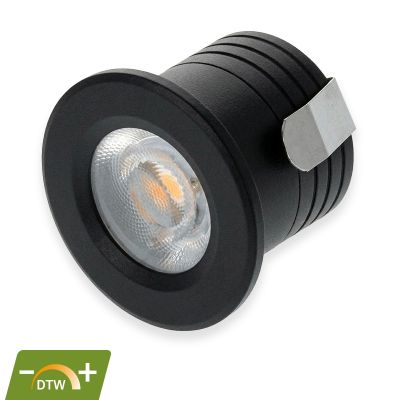 Crni mini ugradbeni reflektor od aluminija, Philomena, 2W, LED, prigušena do topla, IP44