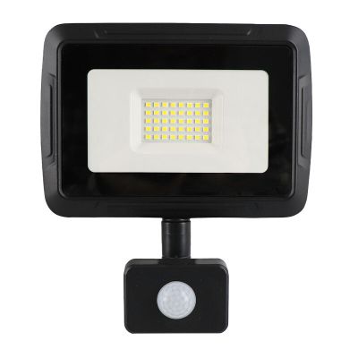 Aluminijski reflektor sa senzorom crni, Miro, 30 W, LED 6000 K, IP65