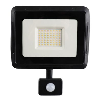Aluminijski reflektor sa senzorom crni, Miro, 50 W, LED 3000 K, IP65