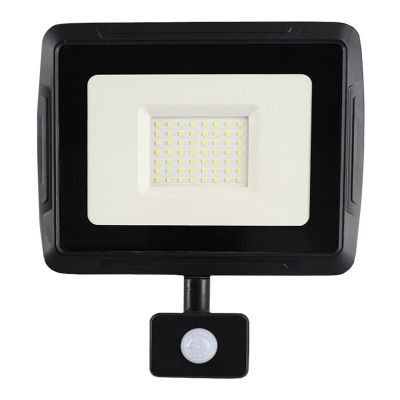 Aluminijski reflektor sa senzorom crni, Miro, 50 W, LED 6000 K, IP65
