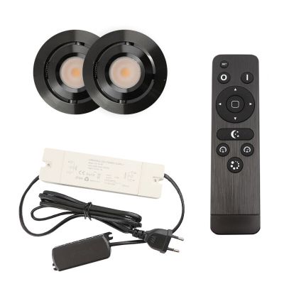 Aluminijska ugradbena lampa za verandu crna, Rona, 3 W, LED 2700 K, IP44, s daljinskim upravljačem