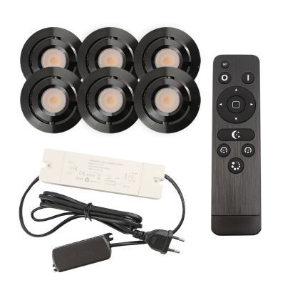 Aluminijska ugradbena lampa za verandu crna, Rona, 3 W, LED 2700 K, IP44, s daljinskim upravljačem