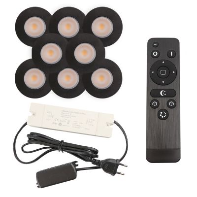 Aluminijska ugradbena lampa za verandu crna, Dico, 3 W, LED 2700 K, IP65, s daljinskim upravljačem