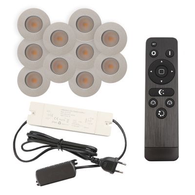 Aluminijska ugradbena lampa za verandu krom, Dico, 3 W, LED 2700 K, IP65, s daljinskim upravljačem