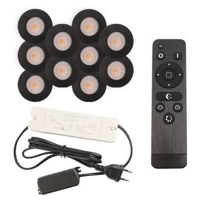 Aluminijska ugradbena lampa za verandu crna, Dico, 3 W, LED 2700 K, IP65, s daljinskim upravljačem