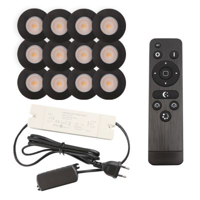 Aluminijska ugradbena lampa za verandu crna, Dico, 3 W, LED 2700 K, IP65, s daljinskim upravljačem