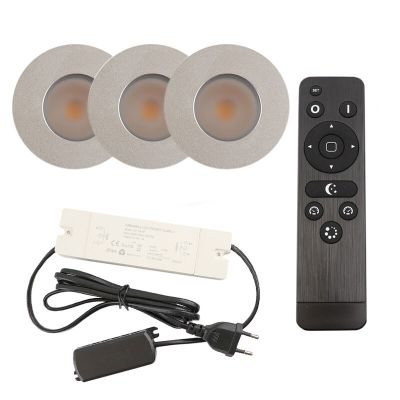 Aluminijska ugradbena lampa za verandu krom, Dico, 3 W, LED 2700 K, IP65, s daljinskim upravljačem
