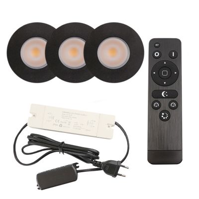 Aluminijska ugradbena lampa za verandu crna, Dico, 3 W, LED 2700 K, IP65, s daljinskim upravljačem