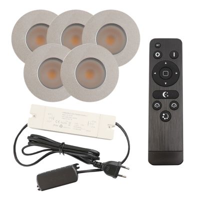 Aluminijska ugradbena lampa za verandu krom, Dico, 3 W, LED 2700 K, IP65, s daljinskim upravljačem