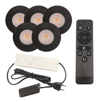 Aluminijska ugradbena lampa za verandu crna, Dico, 3 W, LED 2700 K, IP65, s daljinskim upravljačem