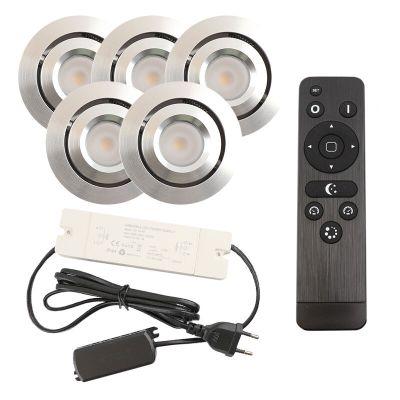 Aluminijska ugradbena lampa za verandu krom, Rona, 3 W, LED 2700 K, IP44, s daljinskim upravljačem