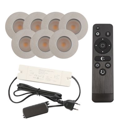 Aluminijska ugradbena lampa za verandu krom, Dico, 3 W, LED 2700 K, IP65, s daljinskim upravljačem