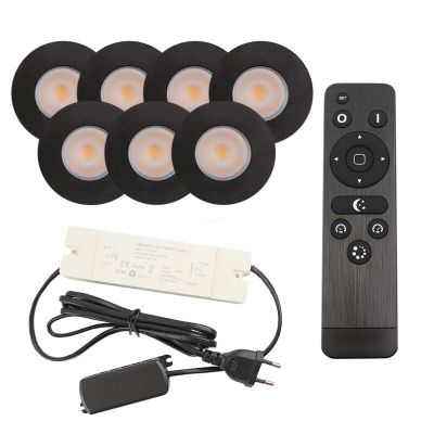 Aluminijska ugradbena lampa za verandu crna, Dico, 3 W, LED 2700 K, IP65, s daljinskim upravljačem