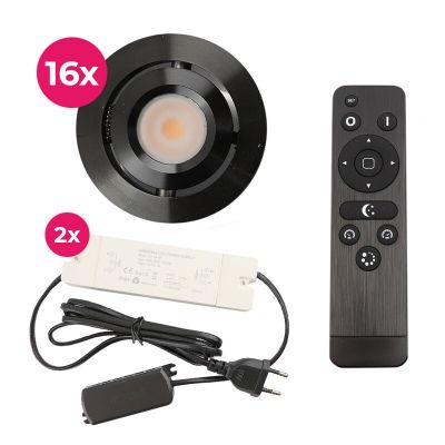 Aluminijska ugradbena lampa za verandu crna, Rona, 3 W, LED 2700 K, IP44, s daljinskim upravljačem