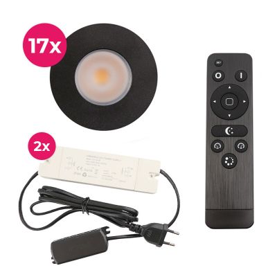 Aluminijska ugradbena lampa za verandu crna, Dico, 3 W, LED 2700 K, IP65, s daljinskim upravljačem