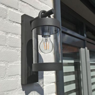 Antracit vanjska zidna lampa s senzorom za sumrak rustikalna, Sambesi, IP44