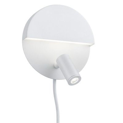 Bijela zidna lampa dizajnerska, Solo, 6 W, LED 3000 K, s prekidačem
