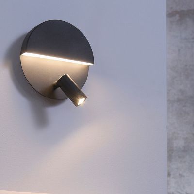 Crna zidna lampa dizajnerska, Solo, 6 W, LED 3000 K, s prekidačem