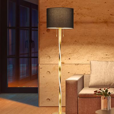 Zlata podna lampa moderna, Ramten, 7 W, LED 3000 K, s prekidačem na povlačenje