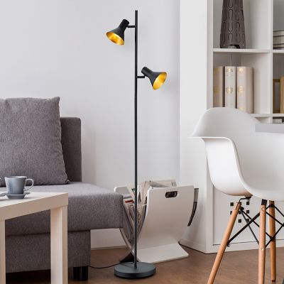 Crna podna lampa industrijska, Verena, s prekidačem