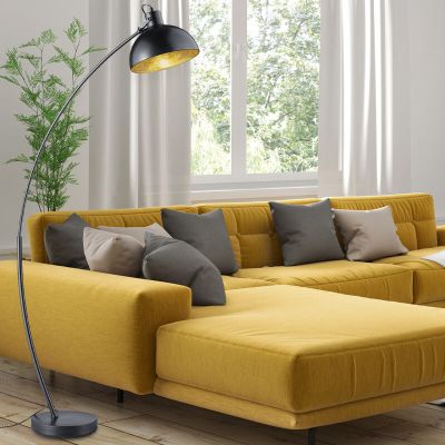 Crna podna lampa moderna, Fiore, s prekidačem